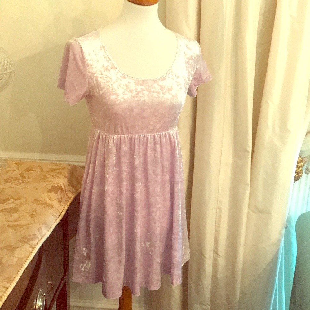 Lavender crushed velvet mini dress